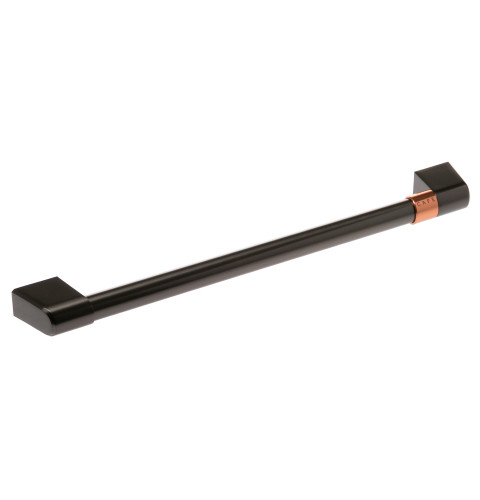 DOOR HANDLE W/CAFE BAND - BRUSHED BLACK STAINLESS