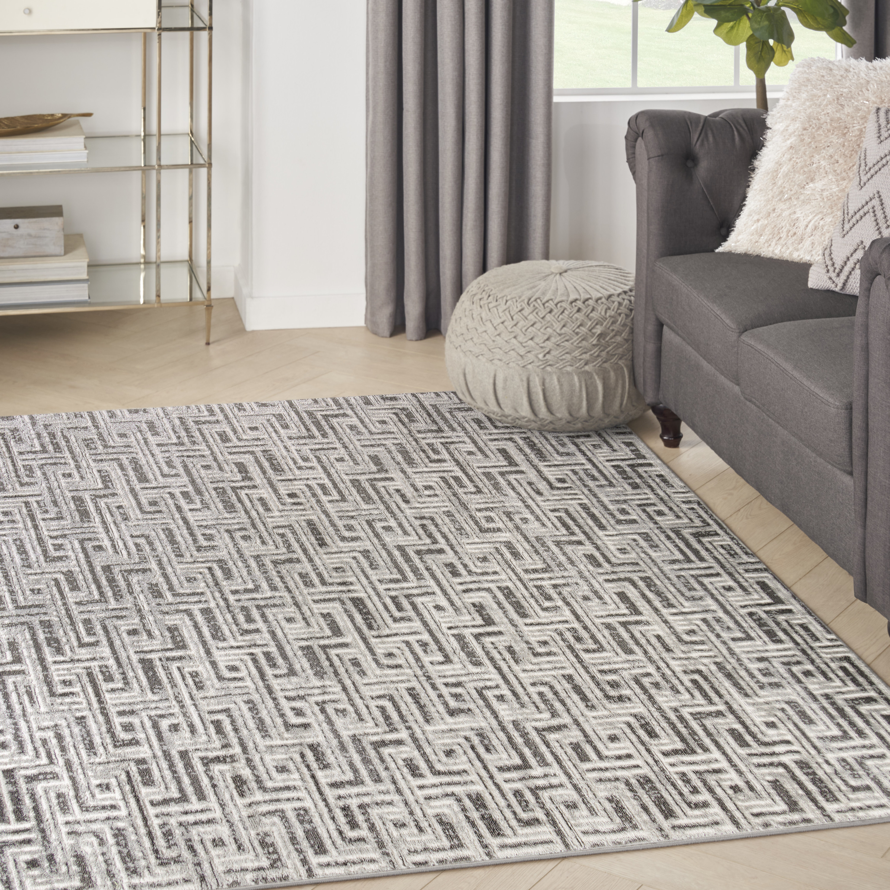 Nourison Serenity Home 3'11" x 5'11" Grey Ivory Modern Indoor Rug