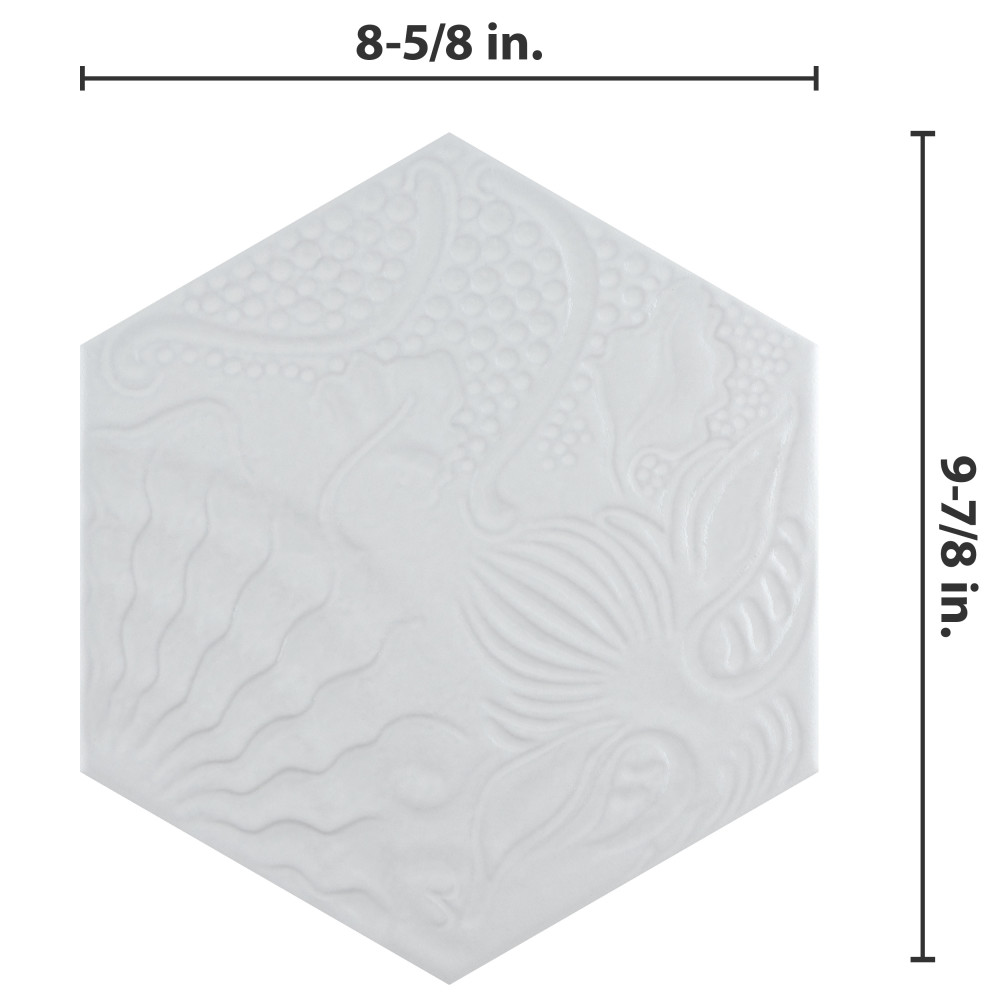 Gaudi Lux Hex White 8-5/8 in. x 9-7/8 in. Porcelain Floor and Wall Tile