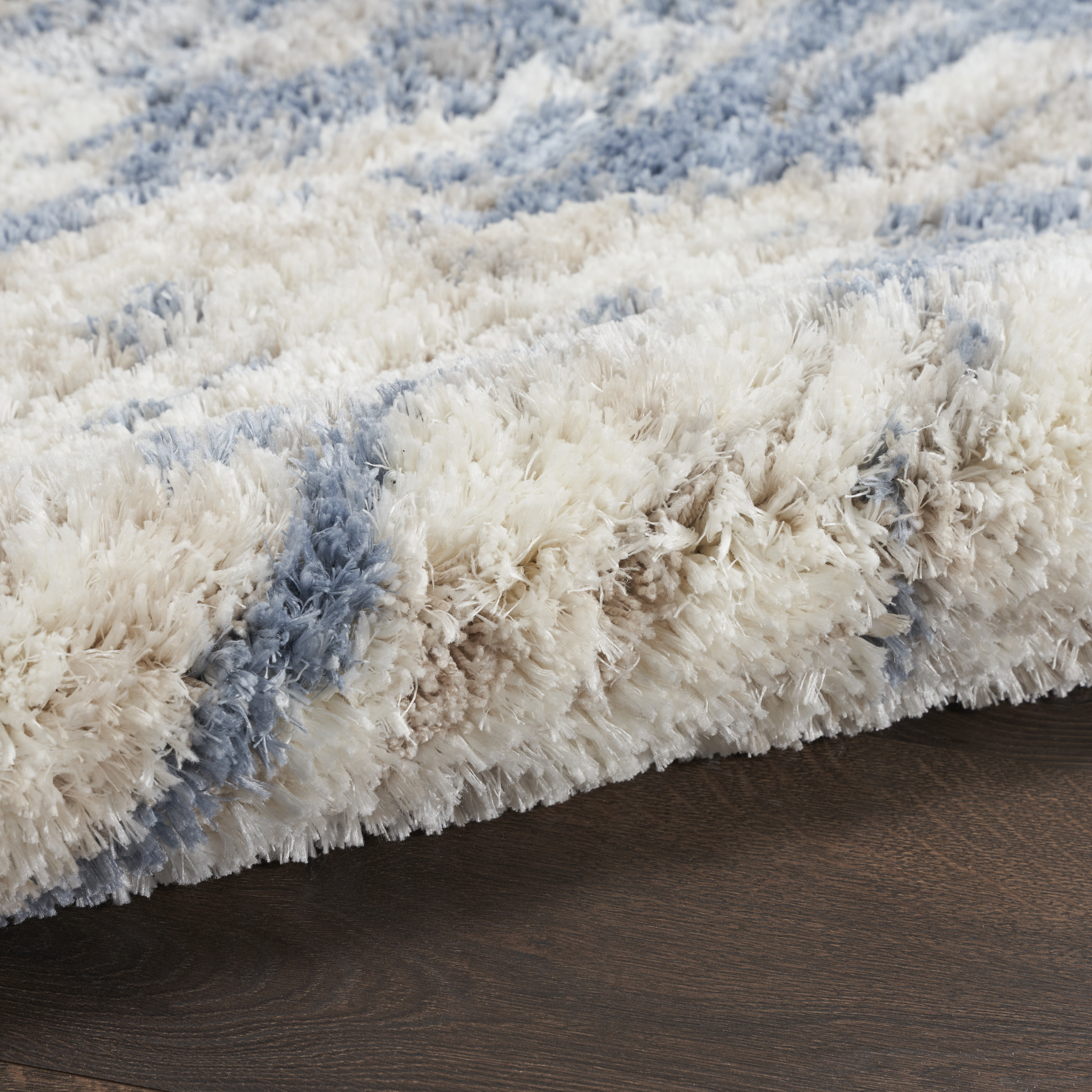 Nourison Dreamy Shag 6'7" x 9'2" Light Blue Grey Shag Indoor Rug