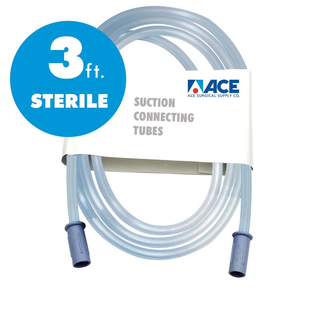 ACE Suction Connection Tubing Sterile - Clear with Blue Tint, 3' long,  1/4" I.D. -20/Case