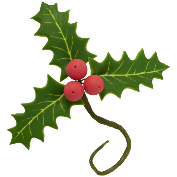 Holly and Berries 2.5" Gum Paste Flowers