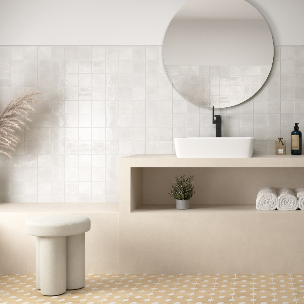 Menorca White 4 in. x 4 in. Ceramic Wall Tile