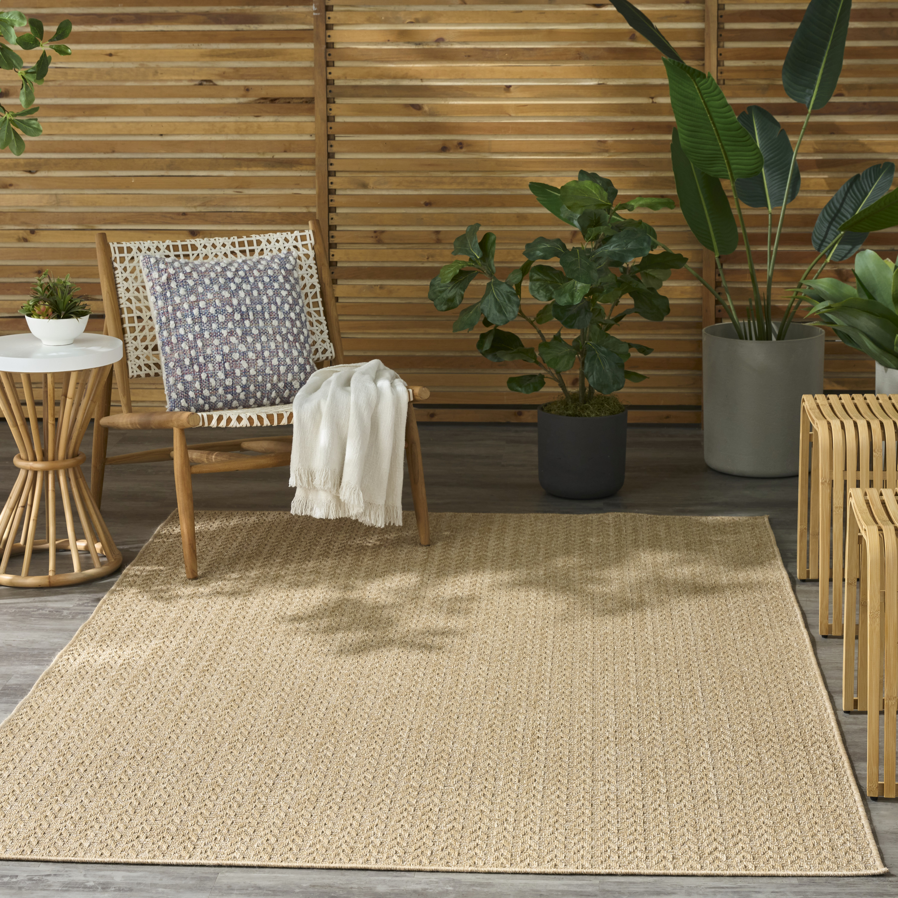 Nourison Tulum 6' x 9' Taupe Outdoor Rug