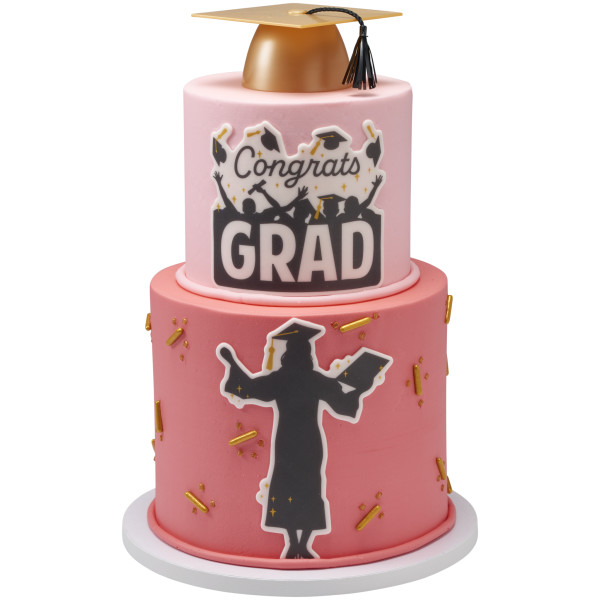 Gold Smooth Grad Hat Layon