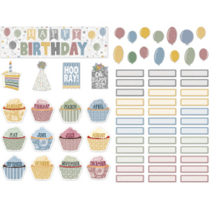 Classroom Cottage Happy Birthday Mini Bulletin Board Set, 67 Pieces