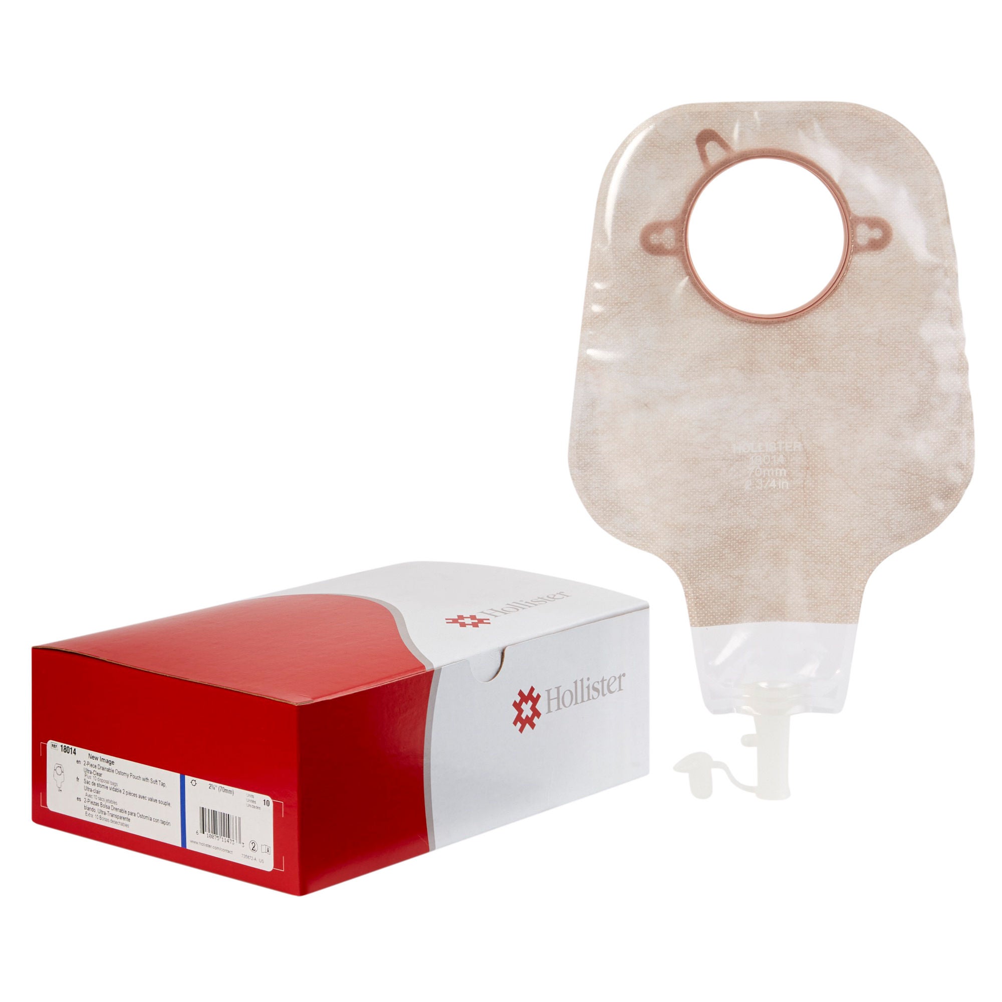 New Image™ Two-Piece Ultra-Clear Ostomy Pouch, Pre-cut to Fit 70 mm Stoma, Blue