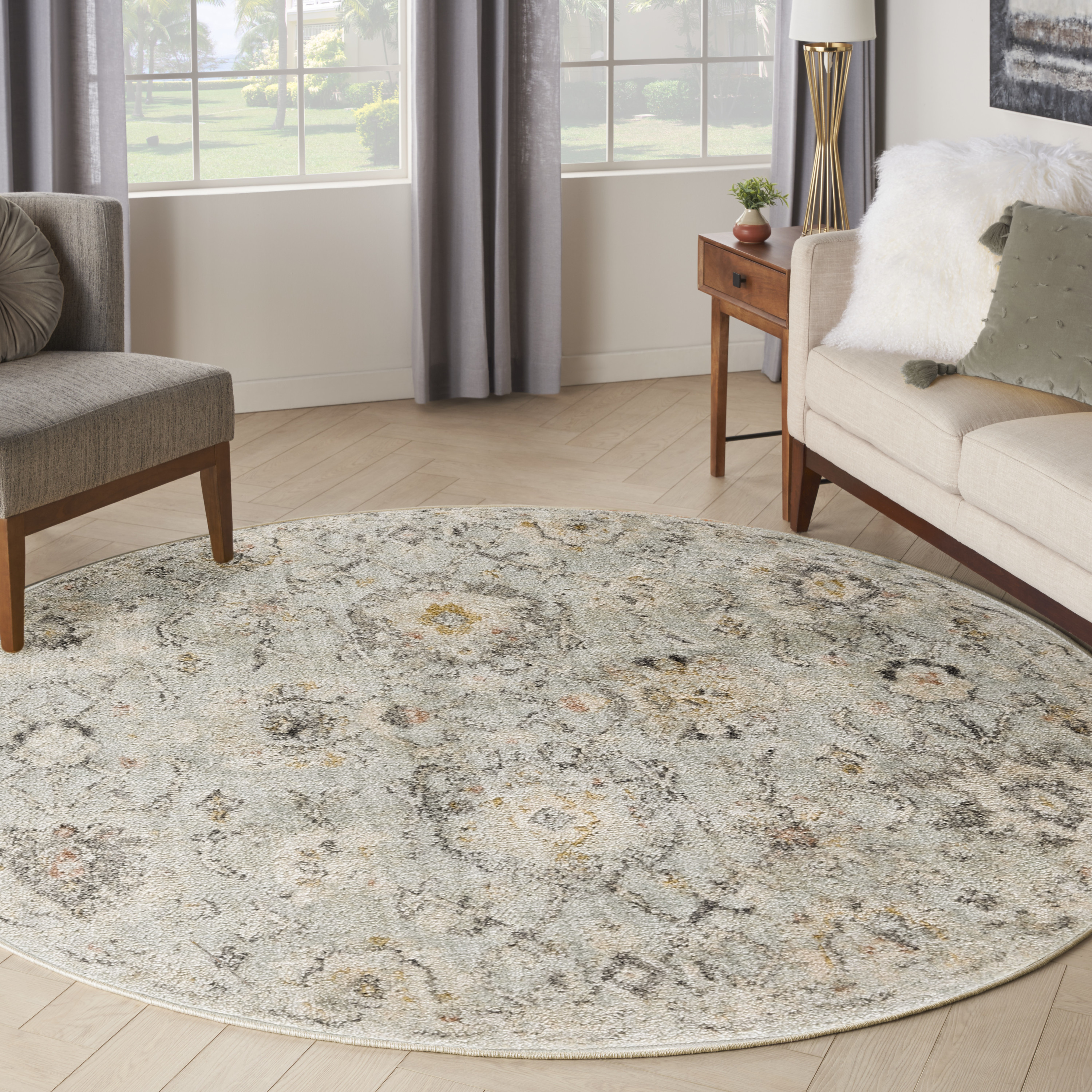 Nourison Oushak Home 7'10" x Round Mint Vintage Indoor Rug