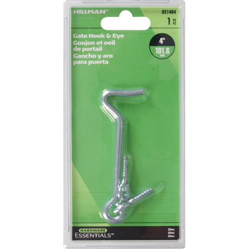 Hardware Essentials Hook and Eye Latch Zinc (4") 2 Pack