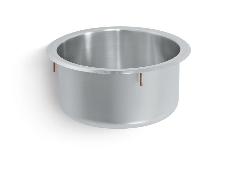 10 ⅜-inch stainless steel round sink with straight sides