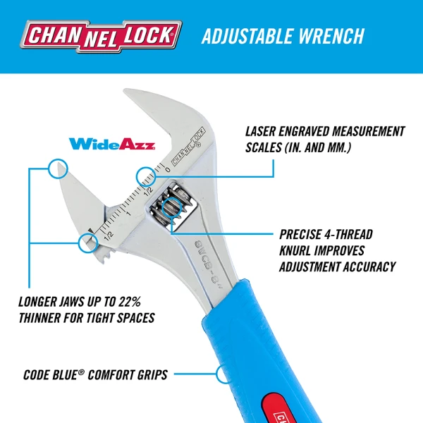 8WCB 8-inch CODE BLUE® WideAzz® Adjustable Wrench