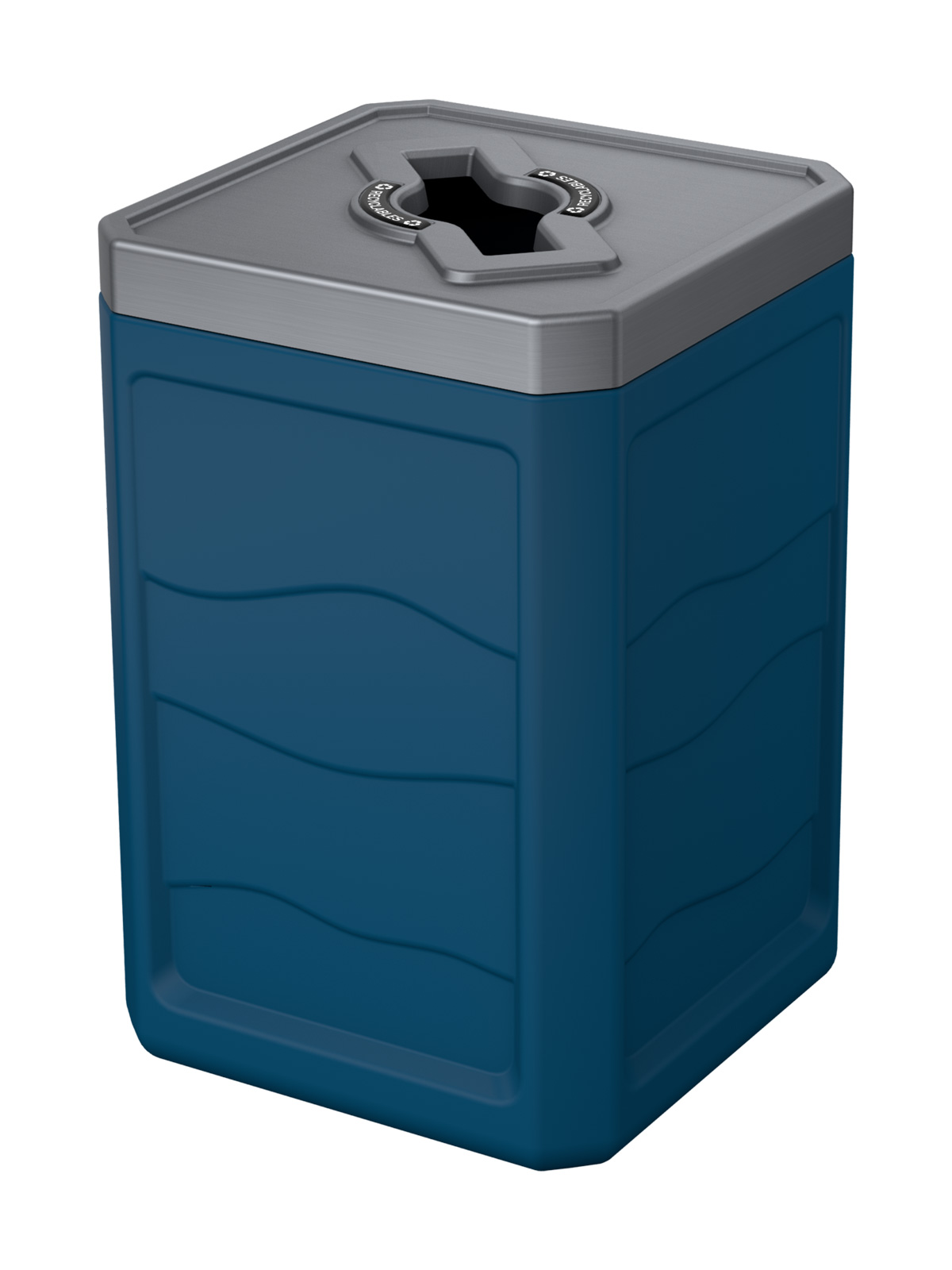 Busch Systems Renegade Series Blue Indoor Recyclables Container Angled