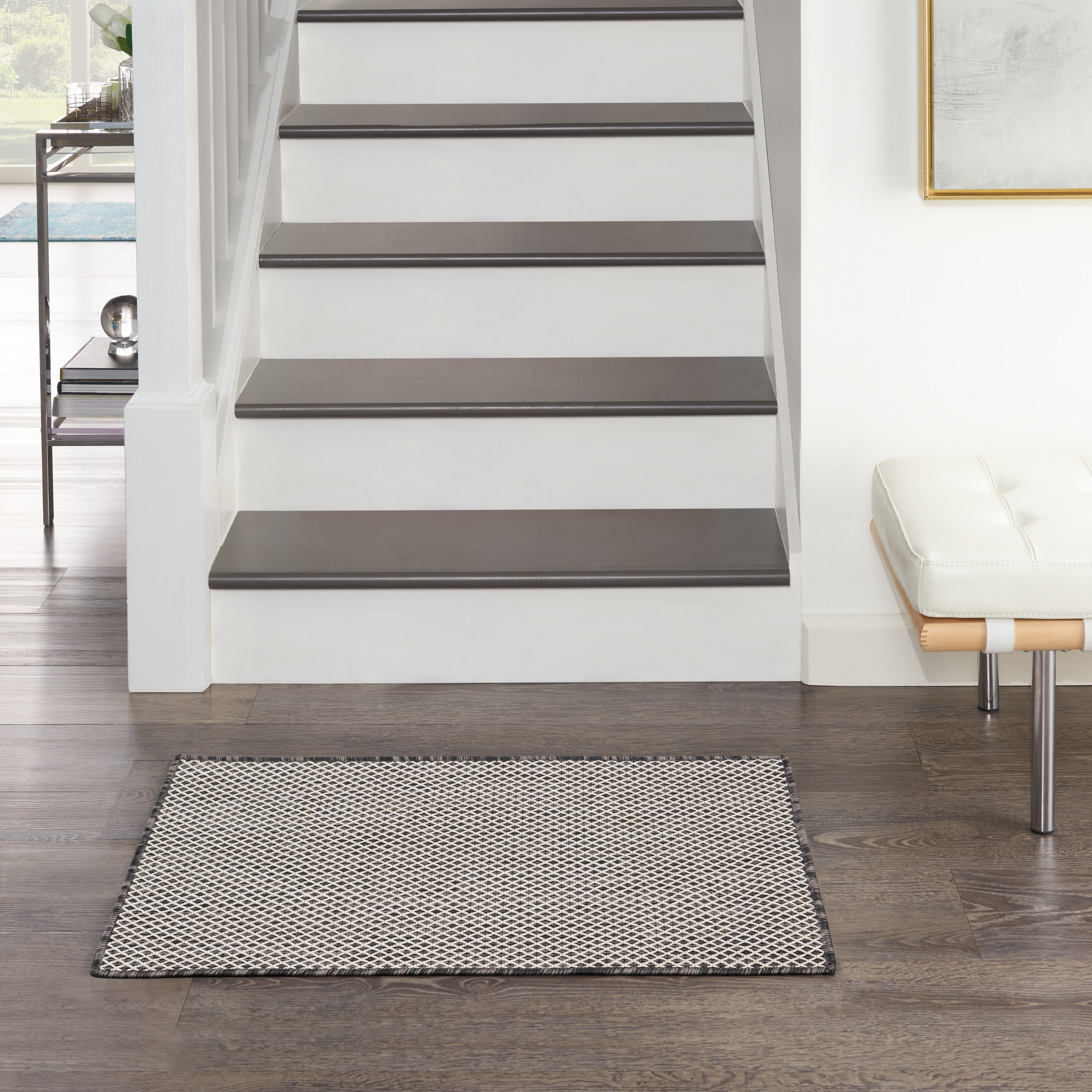 Nourison Courtyard 2' x 3' Ivory Charcoal Modern Rug