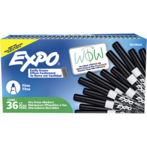 Low Odor Dry Erase Markers, Fine Tip, Black, 36 Count