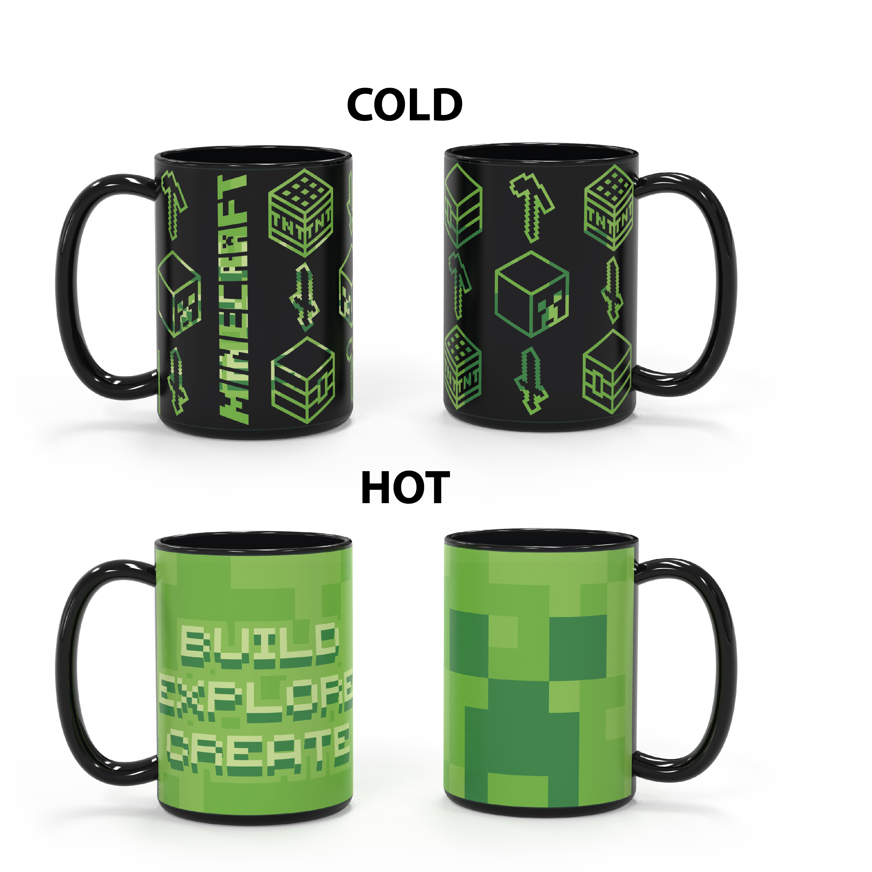 Minecraft 15 ounce Ceramic Color Changing Coffee Mug, Creeper and More, 2-piece set slideshow image 7
