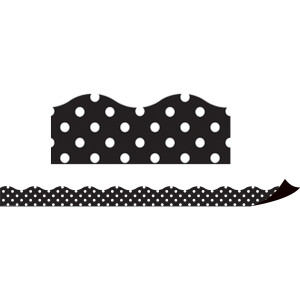 Magnetic Borders, Black Polka Dots, 24 Feet