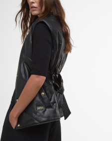 Rosa Faux-Leather Quilted Gilet Classic Black