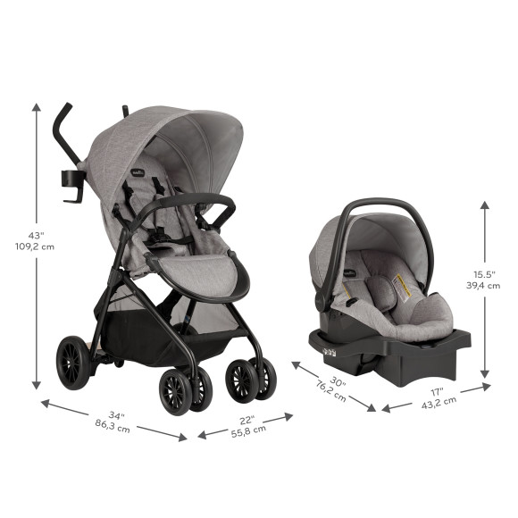 Sibby Travel System with LiteMax Infant Car Seat Support Specifications
