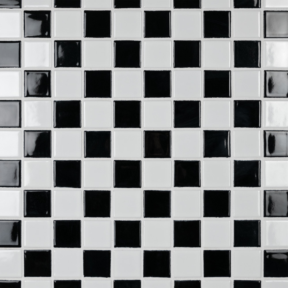 Squire Quad Glossy Checkerboard 12.5x12.5 Square Porcelain Floor and Wall Digital Pattern