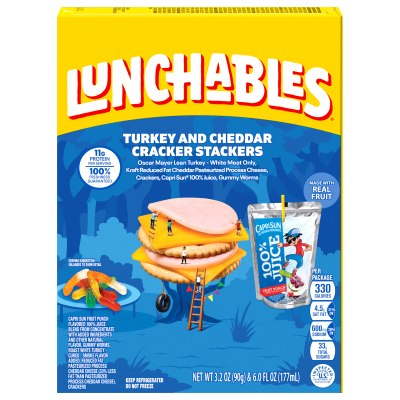 Lunchables Turkey & Cheddar Cheese Cracker Meal Kit, Capri Sun Fruit Punch, Gummy Worms, 9.2 oz Box