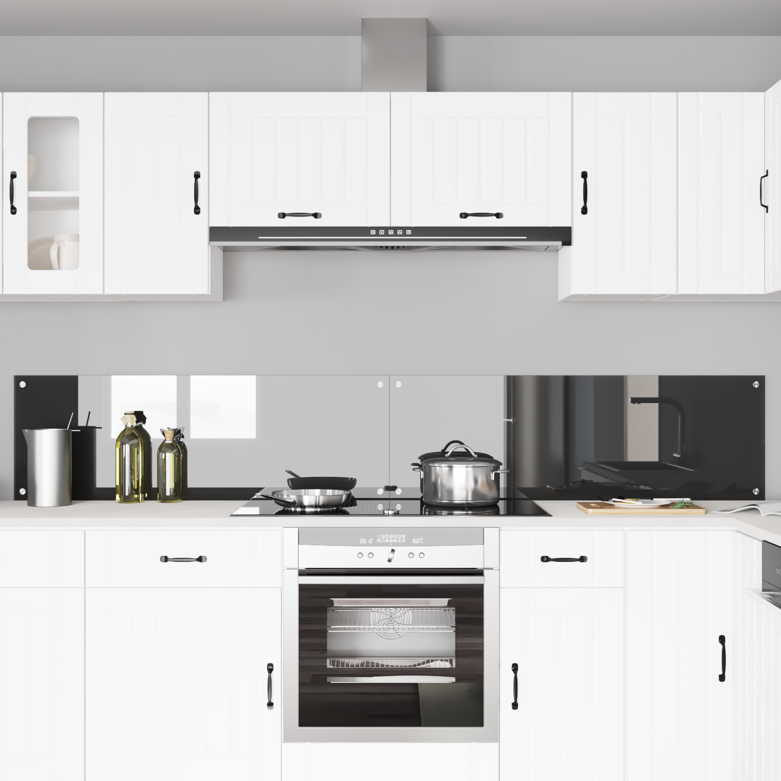 Keukenachterwand 2 pcs Donkergrijs 120 x 40 cm gehard glas image 3