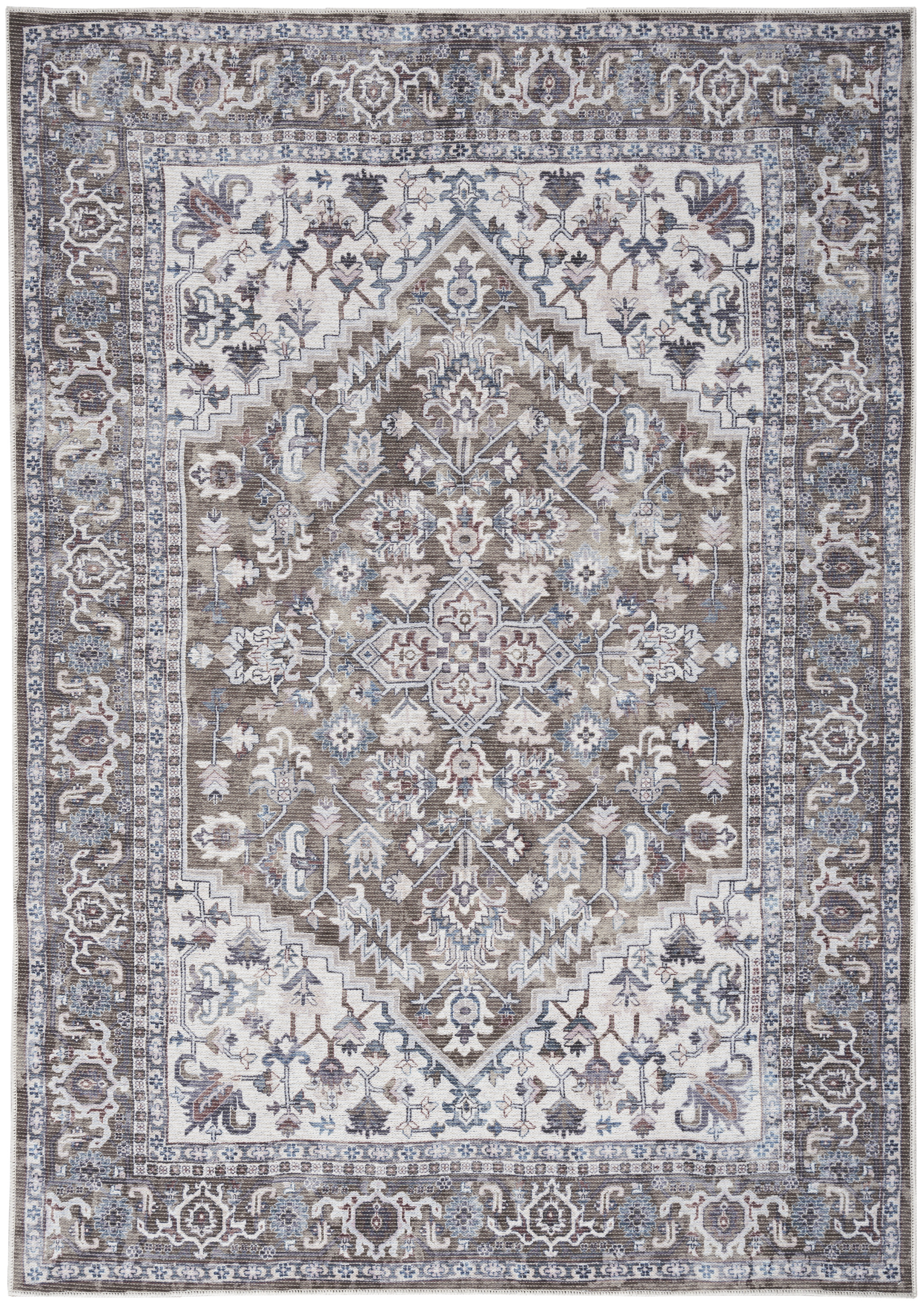 Nourison New Concept Washables 7'10" x 9'10" Olive Ivory Vintage Indoor Rug