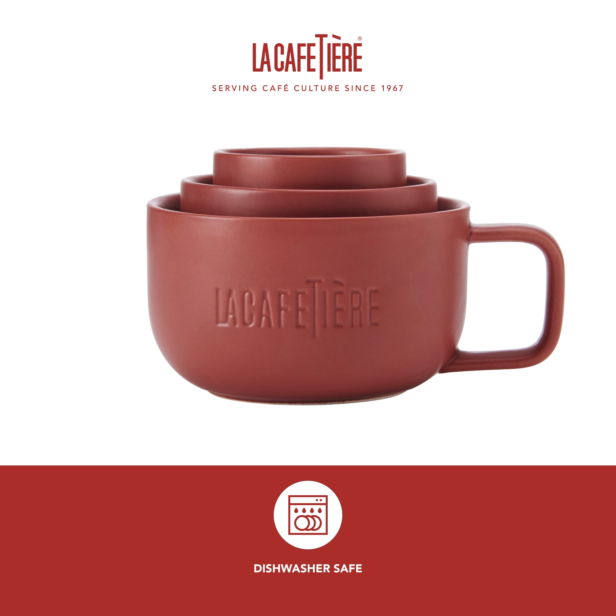 La Cafetiere 3pc Family Mug Set 380ml 200ml And 100ml Red - Picture 2 of 12