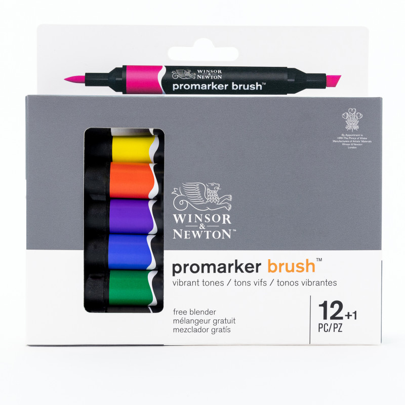 Promarker™ Brush, Vibrant Tones, Set of 12+1