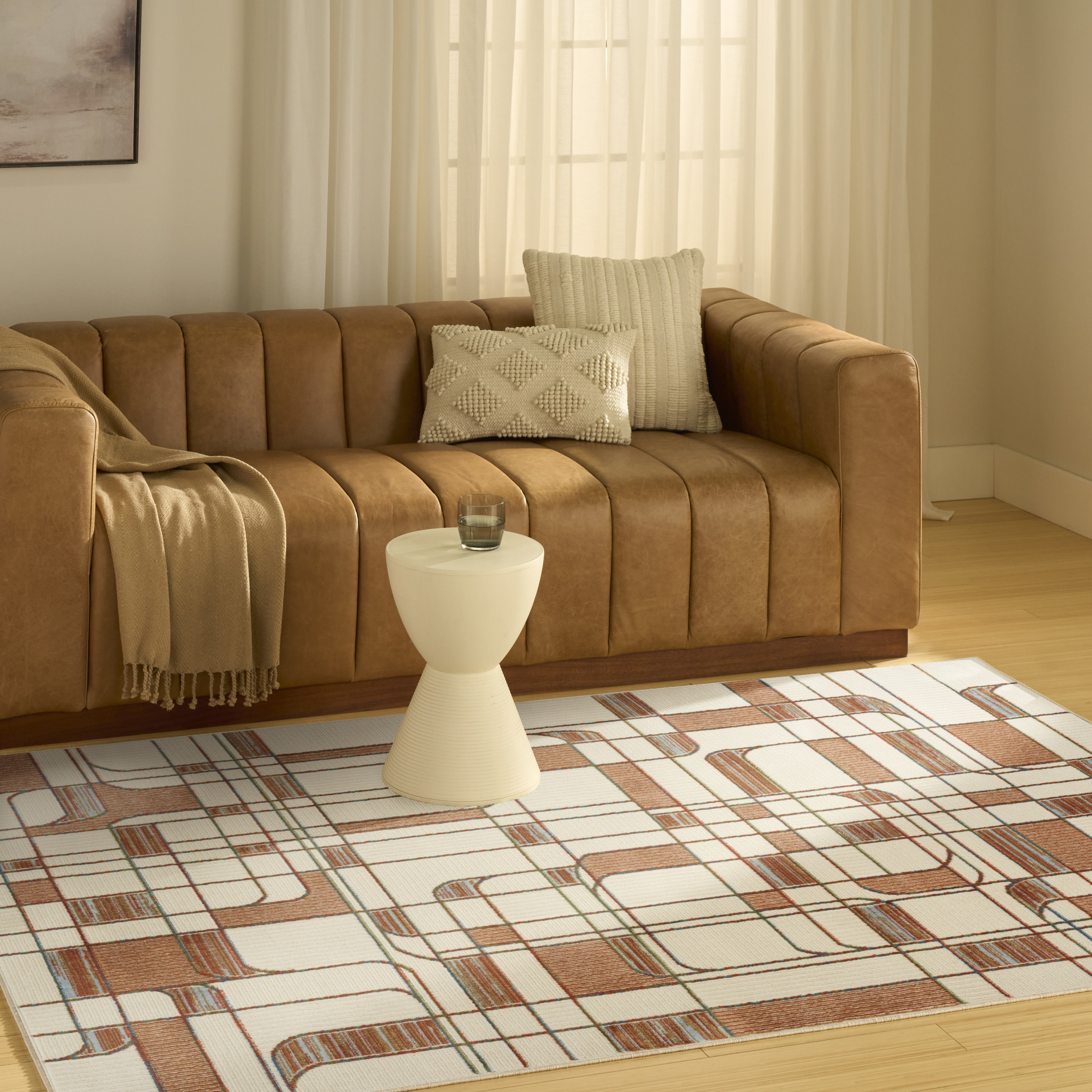 Nourison Nordic 4' x 6' Ivory Rust Mid-Century Modern Indoor Rug