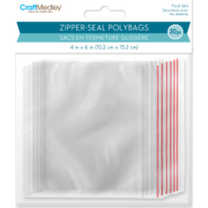 Clear Zipper-Seal Storage Bags, 4 x 6 Inches, 30 Bags