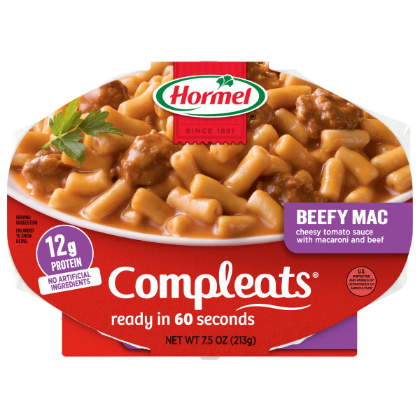 HORMEL(r) COMPLEATS(r) Beefy Mac and Cheesee 7/7.5OZ . C1C1 - Front Center In Package (Hi Res)