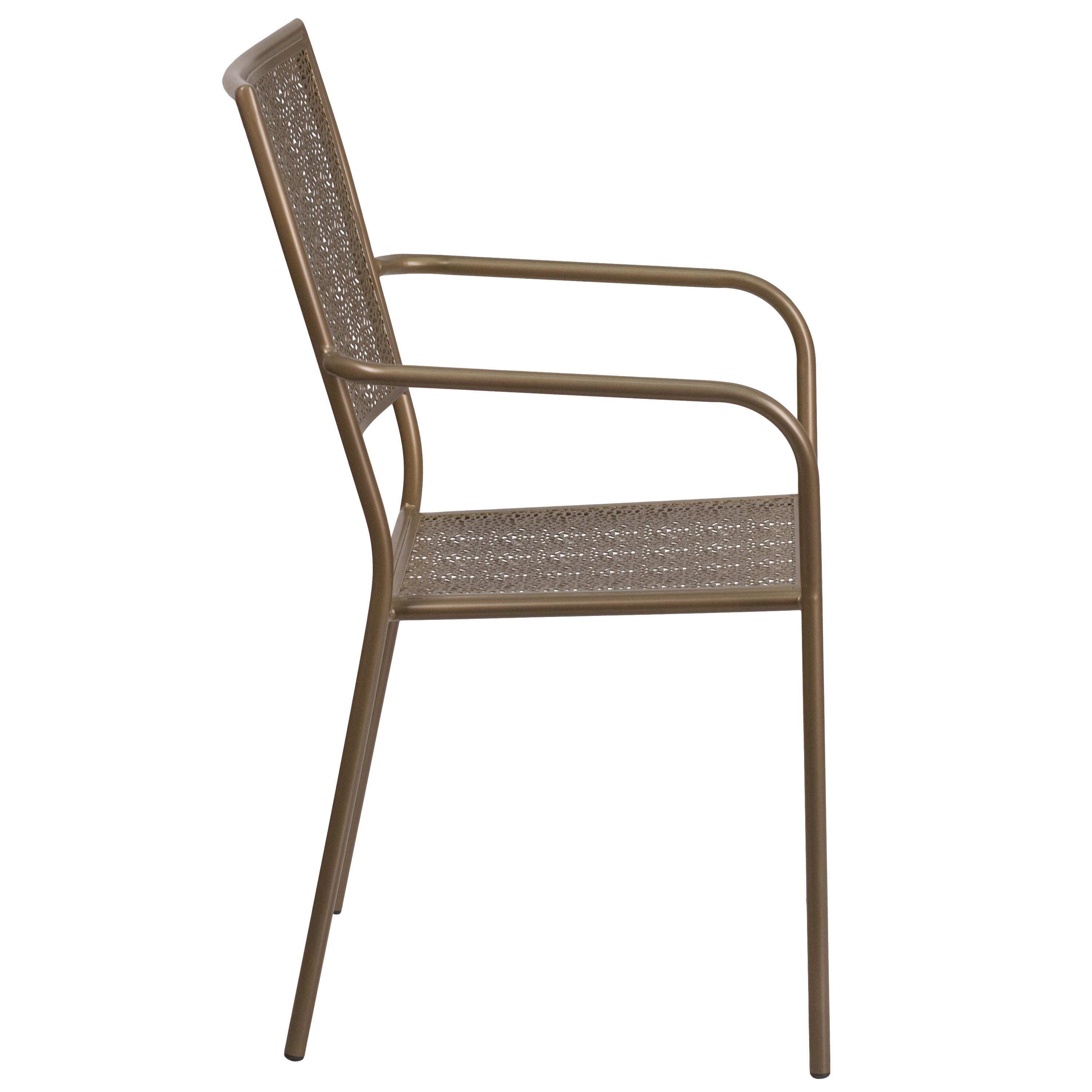 Commercial Grade Sky Blue Indoor-Outdoor Steel Patio Arm Chair with Square Back - Picture 37 of 61