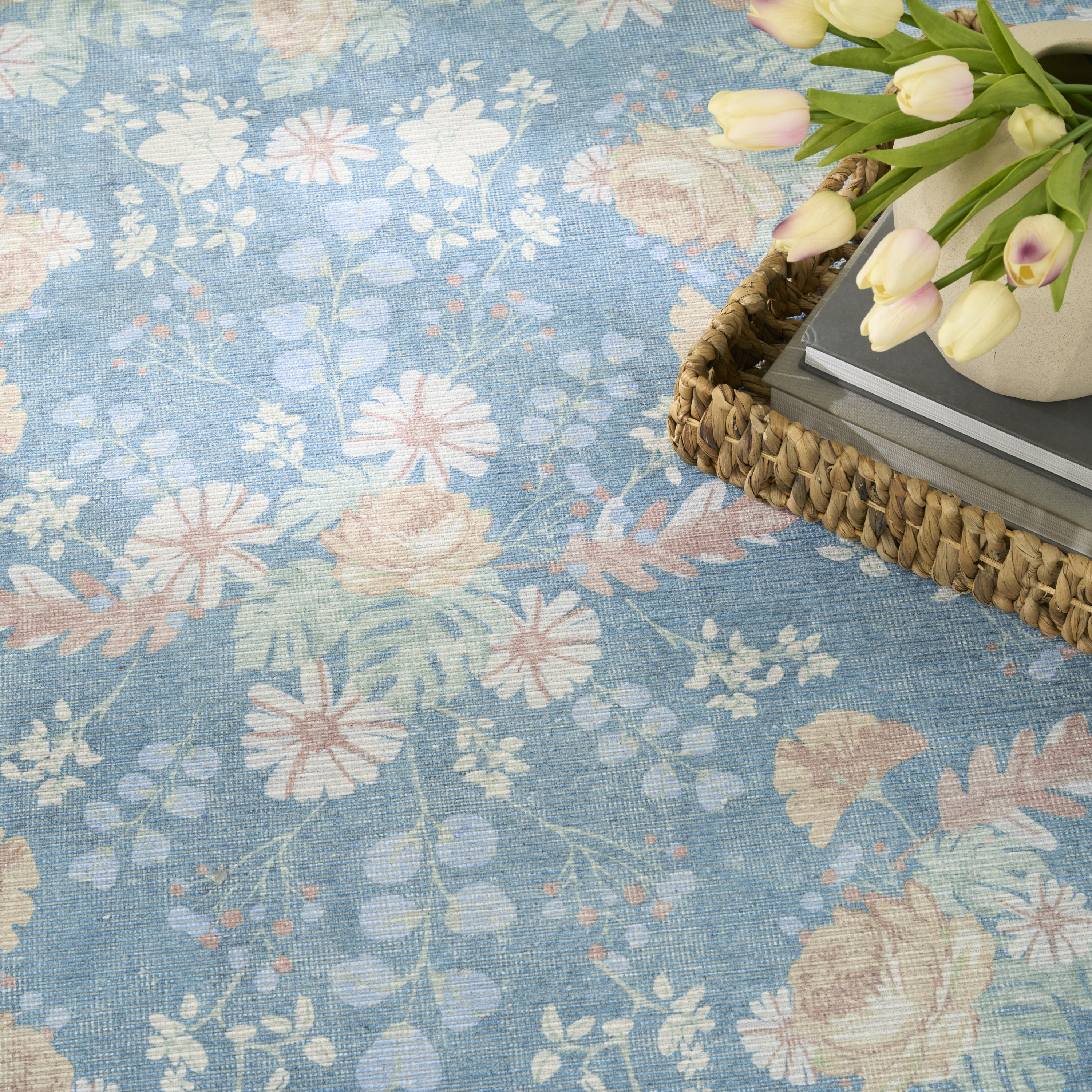 Nourison Botanical Washables 7'6" x 9'10" Blue Multicolor Farmhouse Indoor Rug