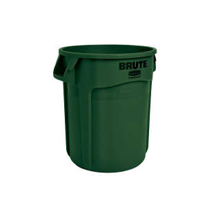 Rubbermaid Commercial, VENTED BRUTE®, 20 gal, Resin, Green, Round, Receptacle
