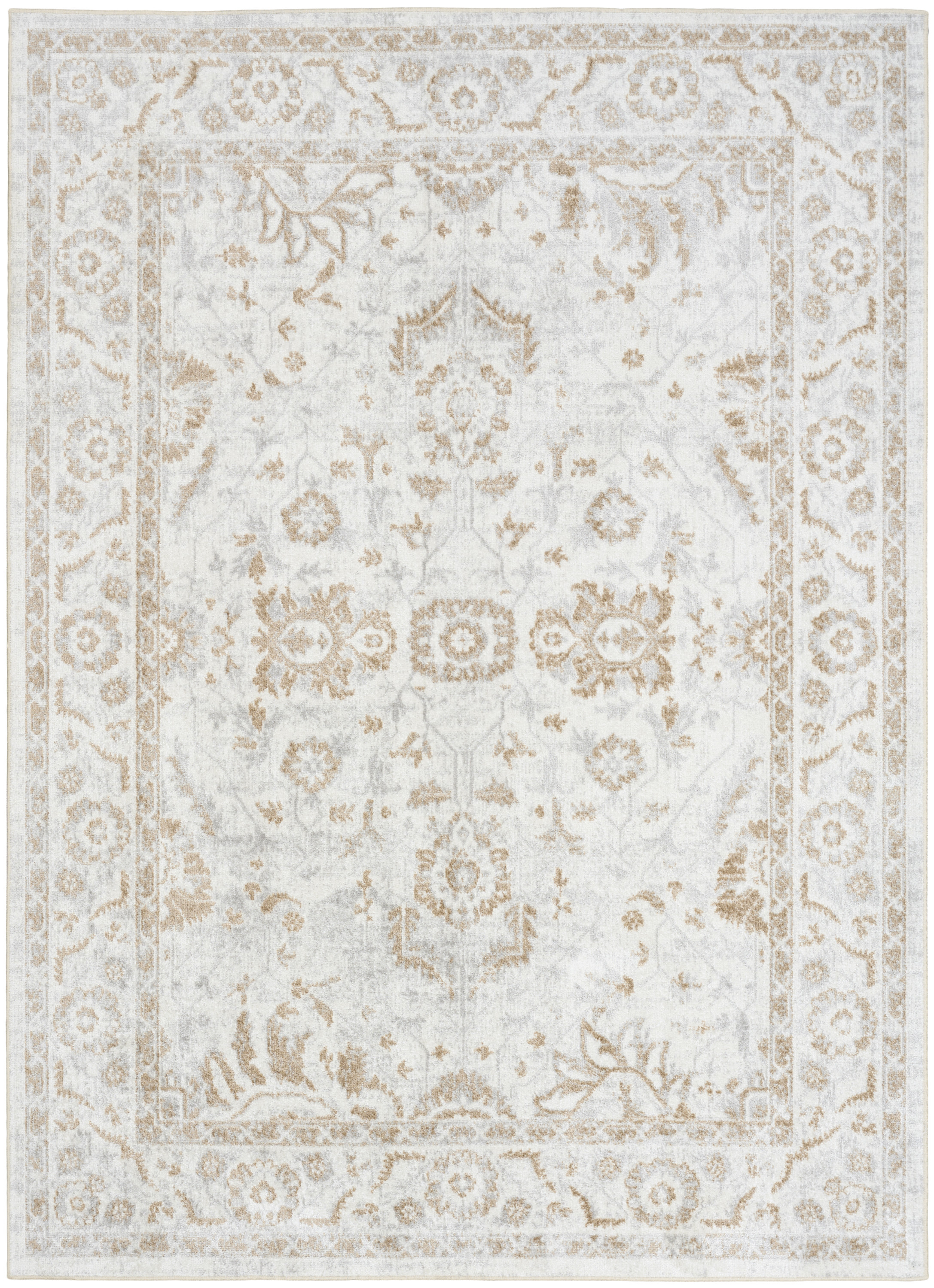 Nourison Astra Machine Washable 4' x 6' Grey Vintage Indoor Rug