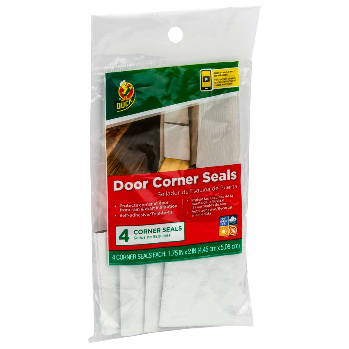 Duck® Brand Door Corner Seals - White, 4 pk, 1.75 in. x 2 in.