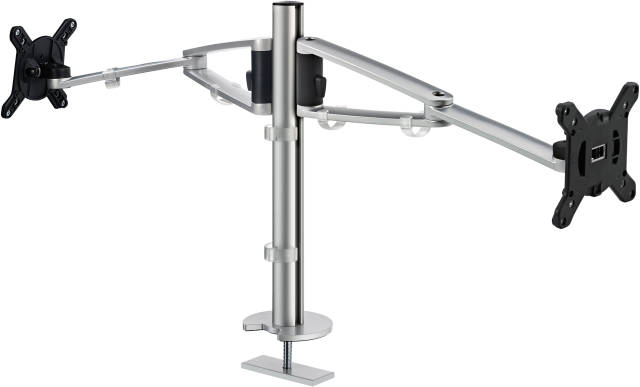 Set up opposing monitors for space-saving workspaces.