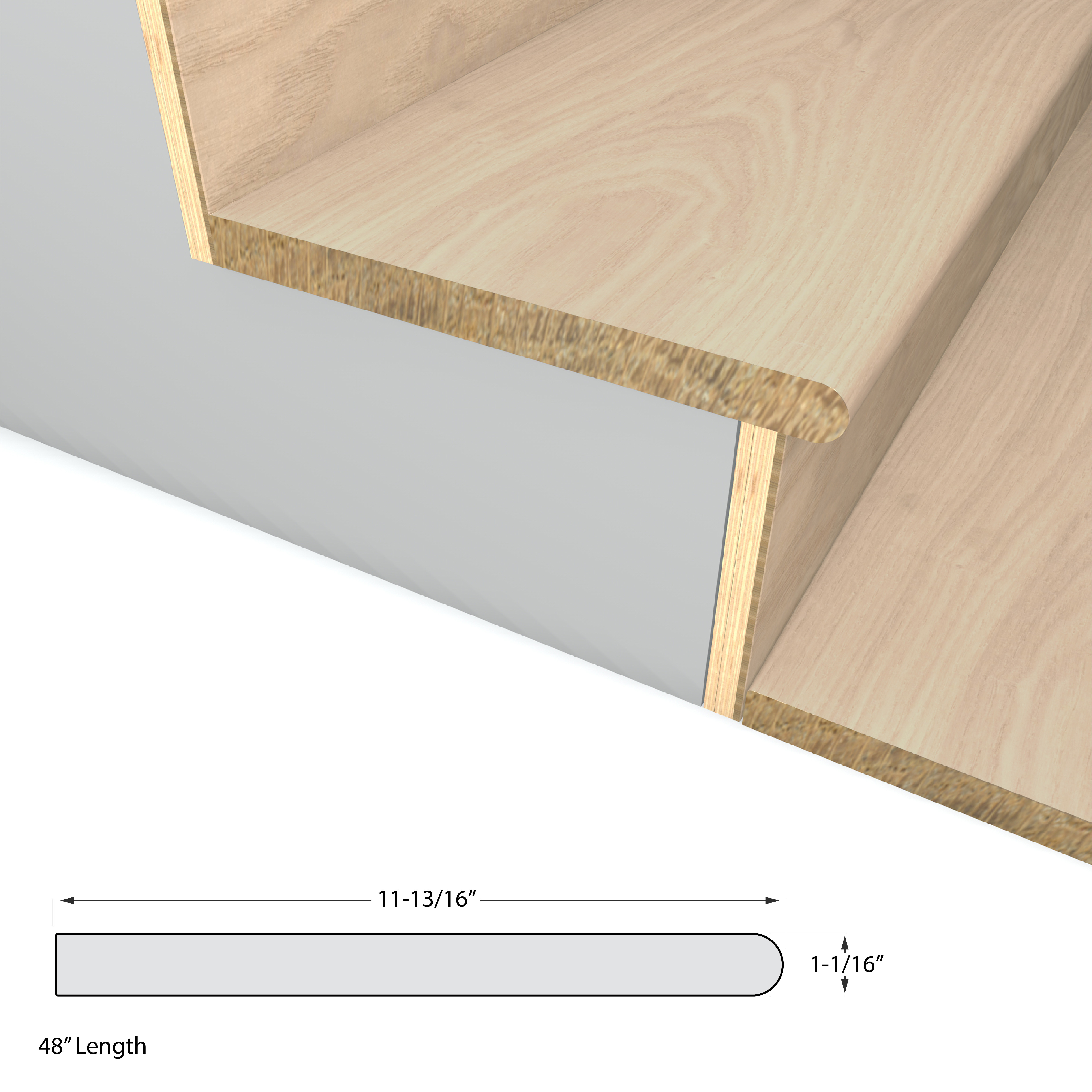 Clarified Ash Stair Tread view 2