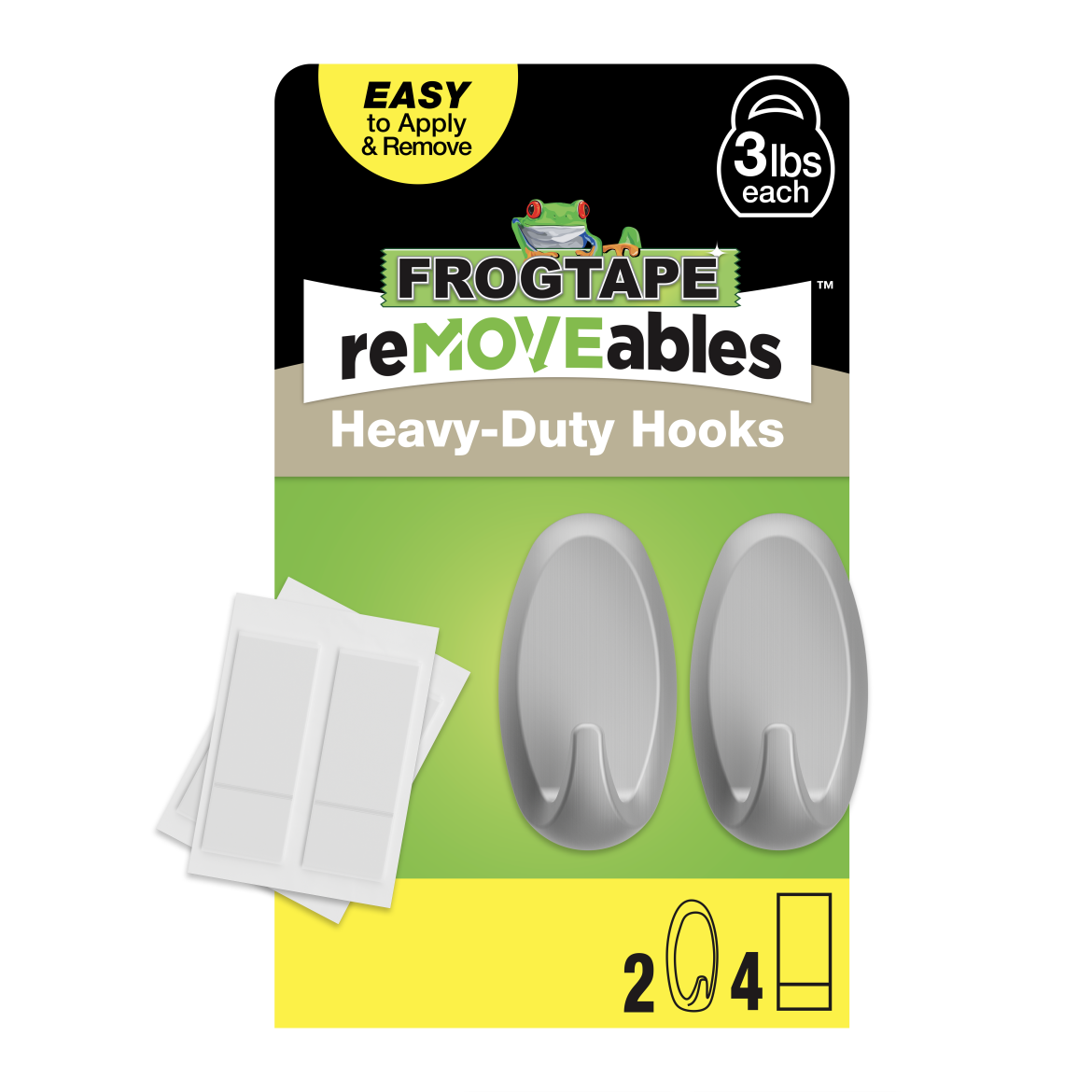FrogTape reMOVEables<sup>®</sup> Heavy-Duty Medium Brushed Nickel Hook Primary Product Image