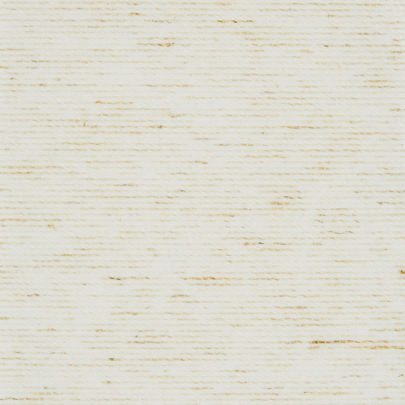 Cream woven fabric with thin, irregular tan horizontal threads â€” forming subtle ribbed texture across the surface â€” tight close-up in even, neutral lighting.