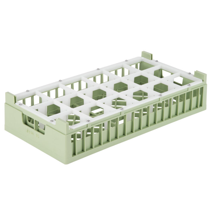 Signature half-size 18 compartment rack with short height in Light Green