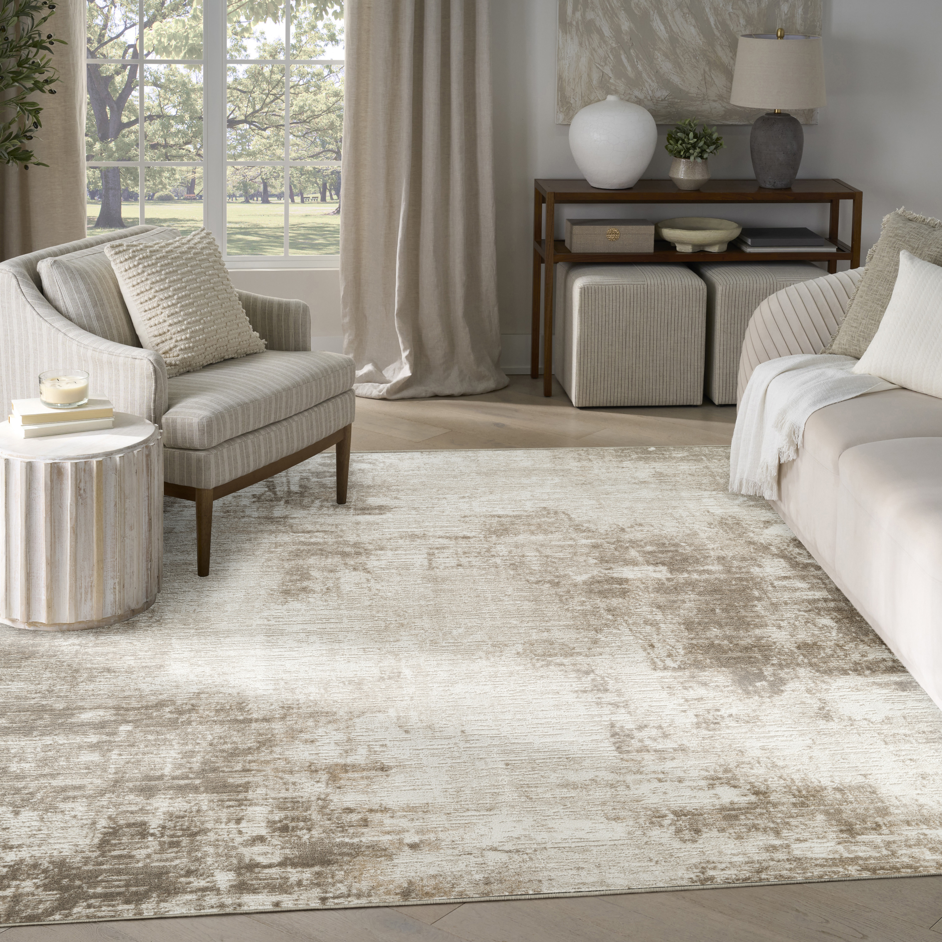 Nourison Dekor 7'10" x 9'10" Ivory Taupe Modern Indoor Rug