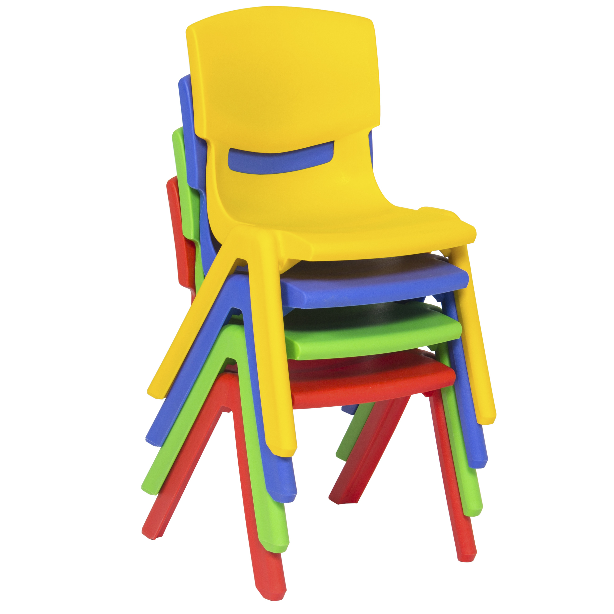 Multicolor Set 6 Kids Plastic Stacking School Chairs, 10 Height