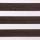 Dual-layer zebra roller blind with horizontal brown wood-grain slats alternating with white sheer bands; alternating bands block and admit light; close-up fills frame, neutral indoor lighting, no visible window.