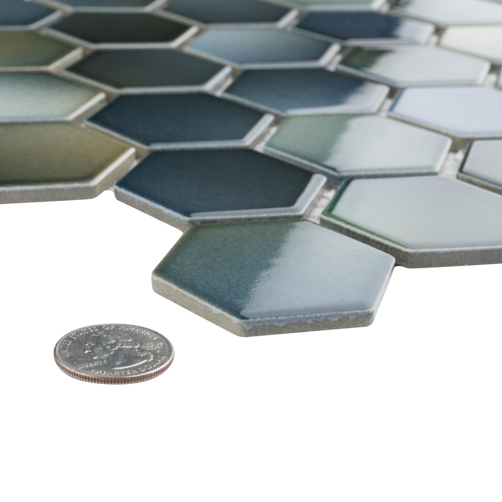 Hudson Due 2″ Hex Atlantis 10-7/8 in. x 12-5/8 in. Porcelain Mosaic Tile
