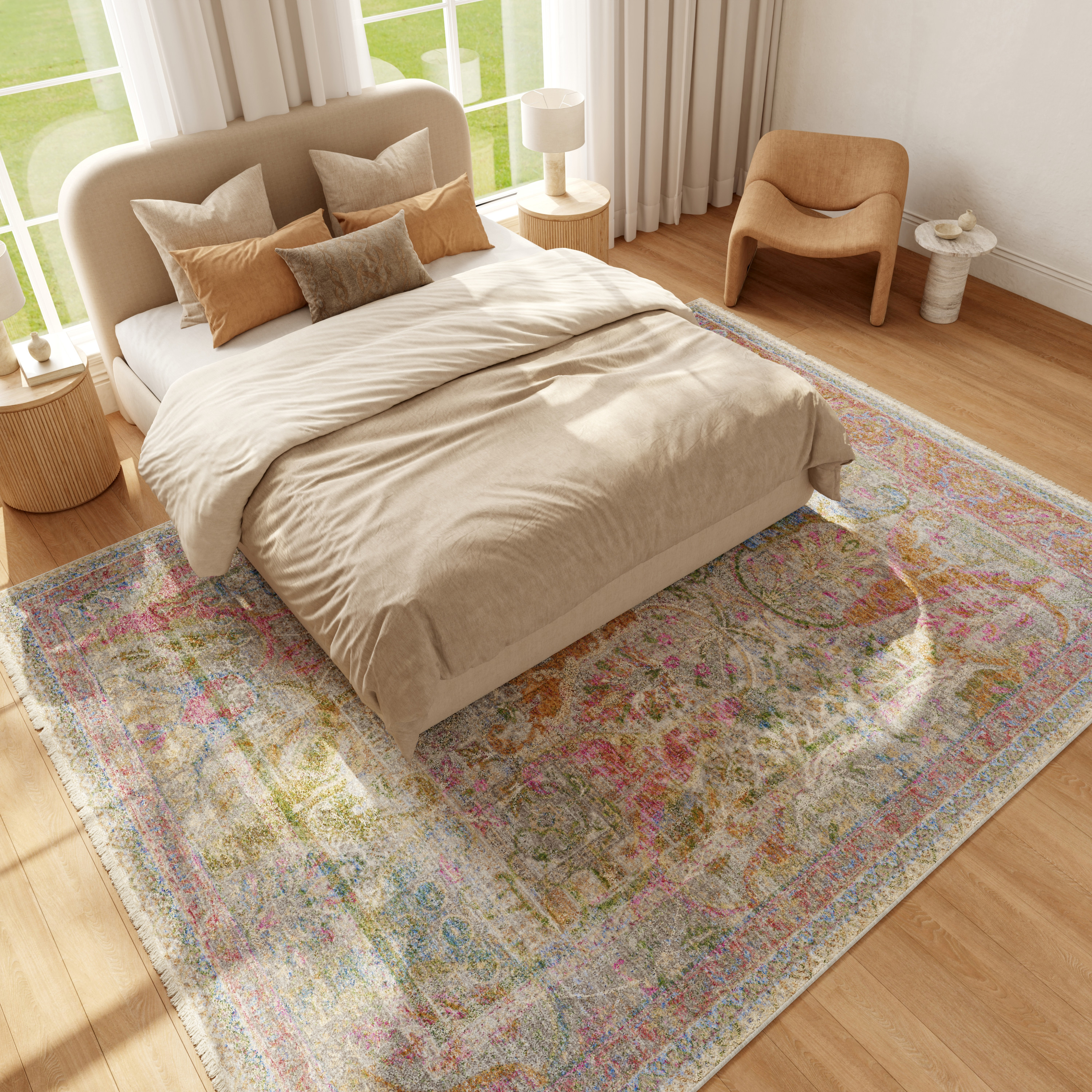 Nourison Vintage Harmony 7'10" x 9'10" Pink Multicolor Bohemian Indoor Rug