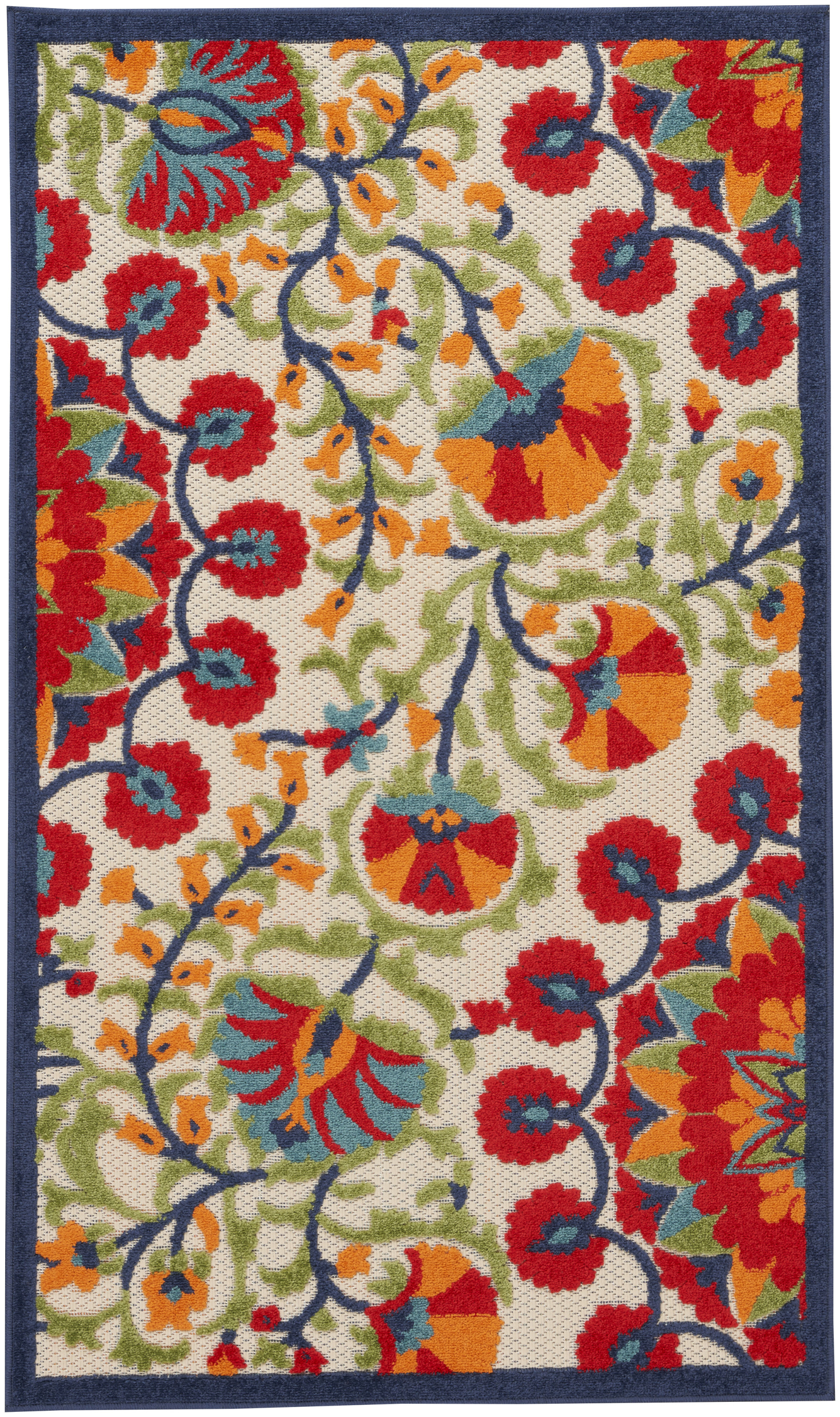 Nourison Aloha 3' x 5' Red Multicolor Transitional Rug