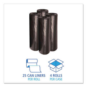 Boardwalk,  LLDPE Liner, 56 gal Capacity, 43 in Wide, 47 in High, 1.6 Mils Thick, Black