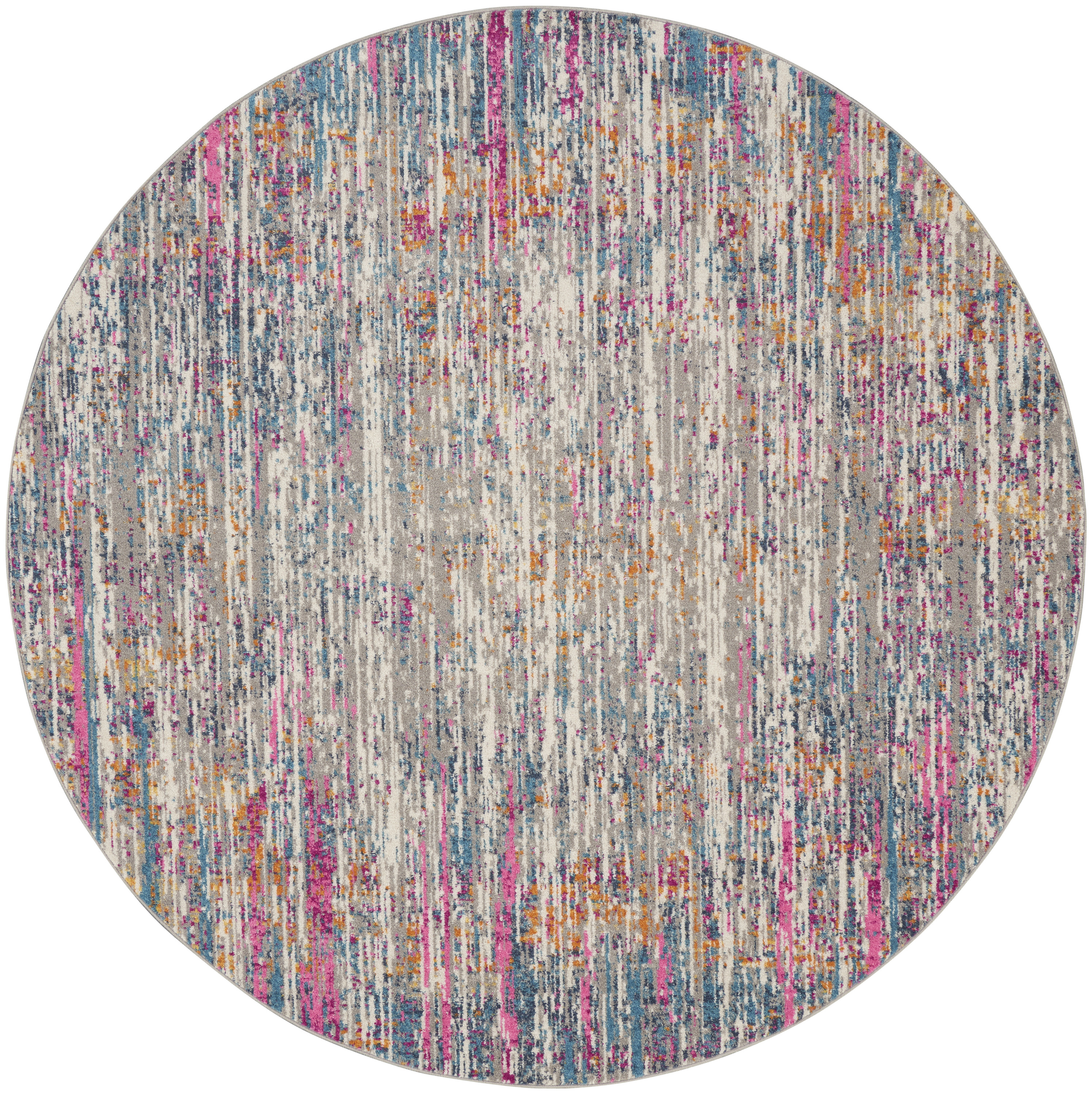 Nourison Passion 5' x Round Ivory Multicolor Modern Indoor Rug
