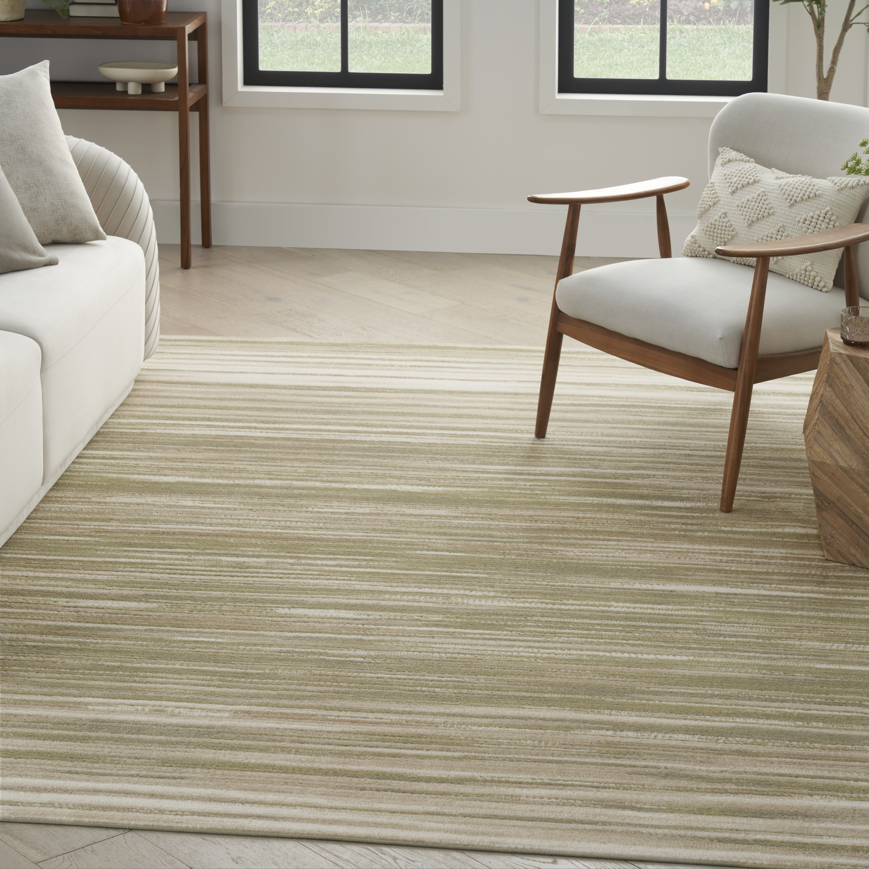 Nourison Jubilant 6' x 9' Green Ivory Modern Indoor Rug